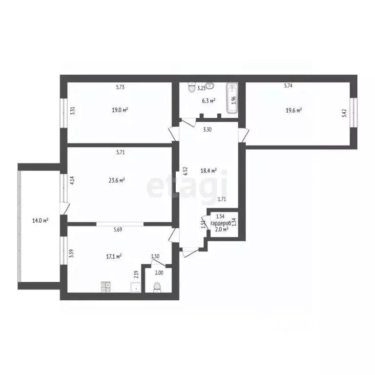 3-к кв. Тюменская область, Тюмень Депутатская ул., 80к1 (108.1 м) - Фото 2