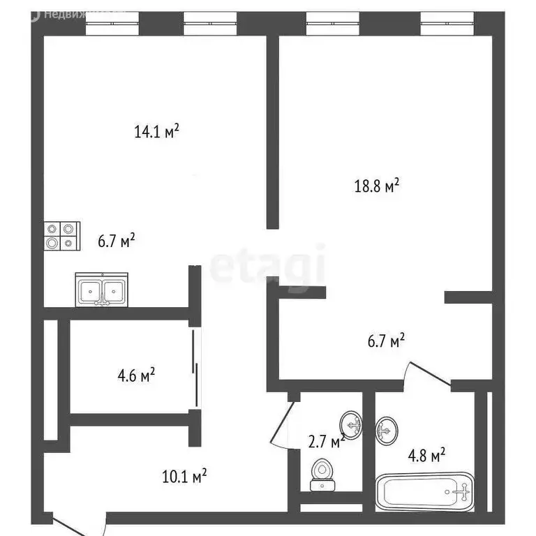 2-комнатная квартира: Москва, Поварская улица, 8/1к1 (68.5 м) - Фото 0
