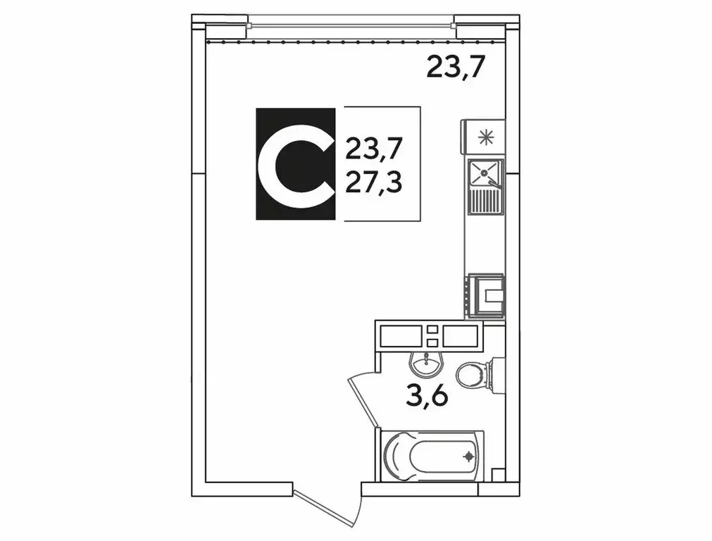 Квартира-студия: Краснодар, улица Ивана Беличенко, 92к5 (27.3 м) - Фото 1