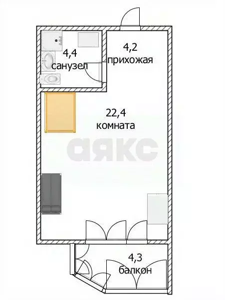 Студия Краснодарский край, Анапа Пионерский просп., 274Б (35.3 м) - Фото 1