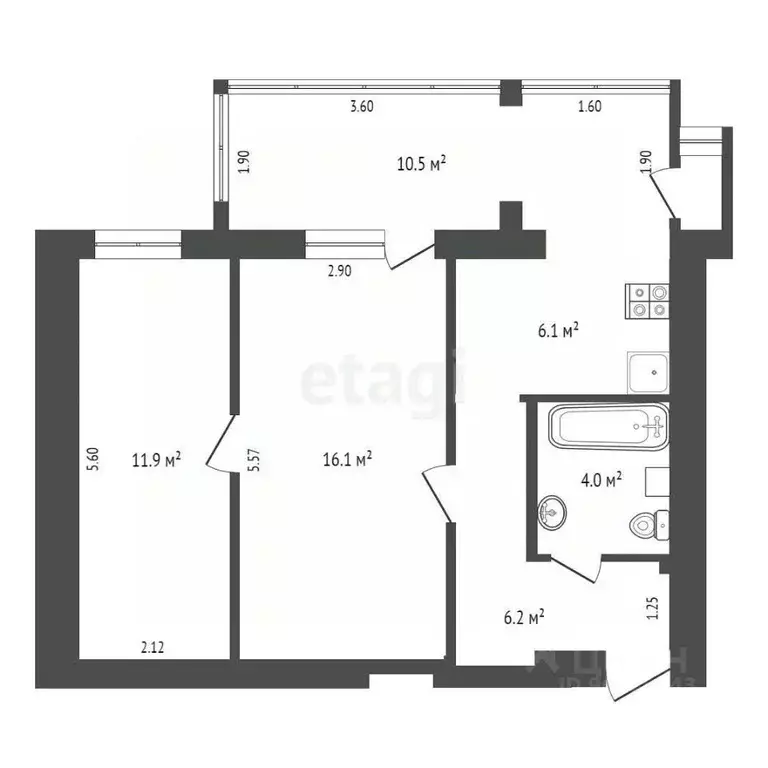 2-к кв. Крым, Ялта ул. Ломоносова, 53 (60.0 м) - Фото 1