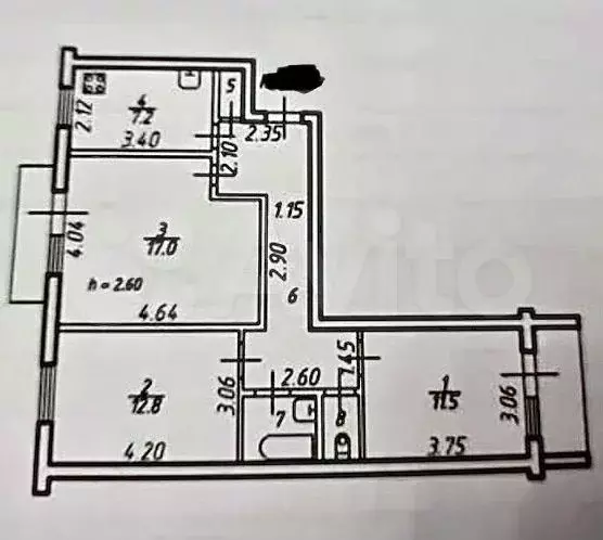 3-к. квартира, 70 м, 6/9 эт. - Фото 0