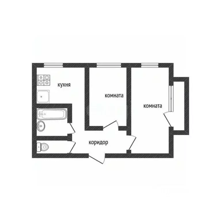 2-к кв. Ленинградская область, Кириши Волховская наб., 6 (41.7 м) - Фото 2