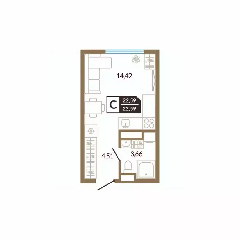 Студия Тюменская область, Тюменский район, д. Дударева  (22.59 м) - Фото 0