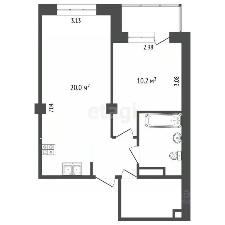 1-к кв. Омская область, Омск Транссибирская ул., 6к1 (42.6 м) - Фото 0