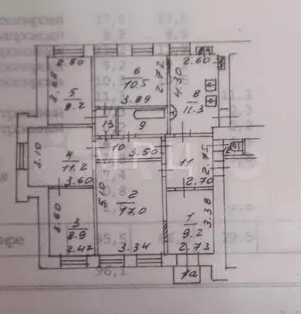 6-к. квартира, 96 м, 2/4 эт. - Фото 0