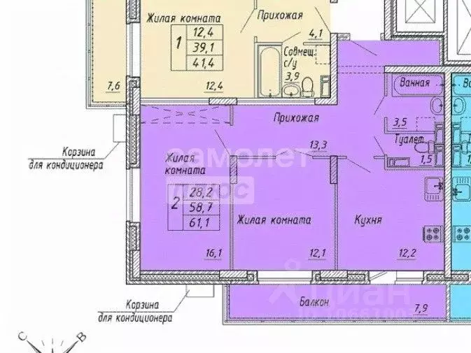 2-к кв. Орловская область, Орел ул. Матросова, 3Б (61.1 м) - Фото 1
