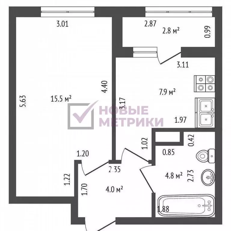 1-к кв. Санкт-Петербург ул. Парфеновская, 11к1 (33.2 м) - Фото 2