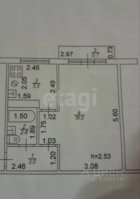 1-к кв. Татарстан, Казань ул. Восстания, 1 (30.3 м) - Фото 2