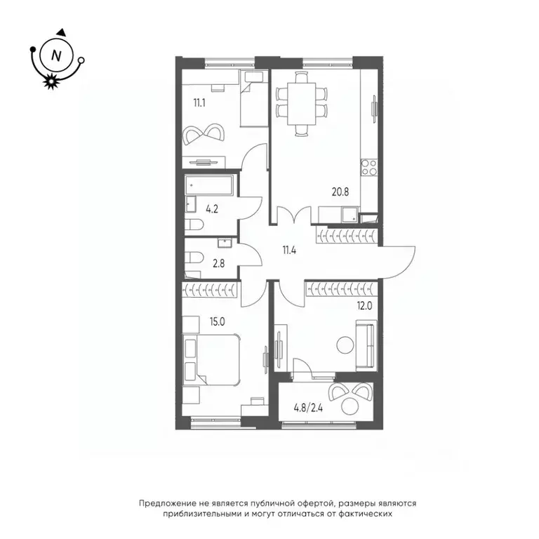 3-к кв. Омская область, Омск Зеленая река мкр, 13 (79.7 м) - Фото 0