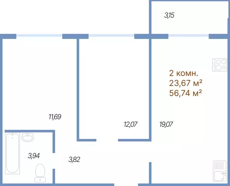 2-комнатная квартира: Ярославль, проспект Фрунзе, 83 (56.74 м) - Фото 2