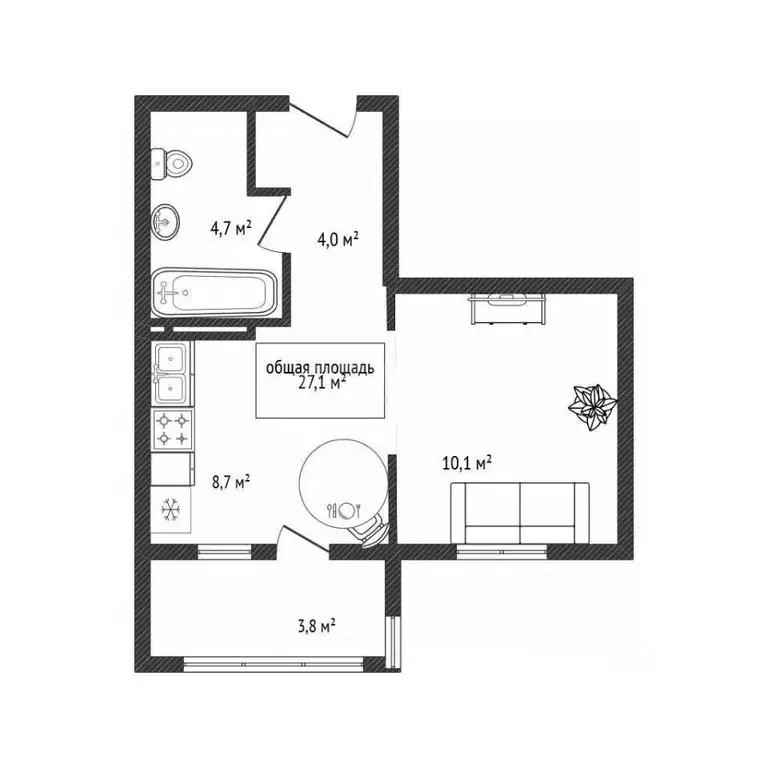 Студия Новосибирская область, Новосибирск ул. Связистов, 13/1 (27.1 м) - Фото 2