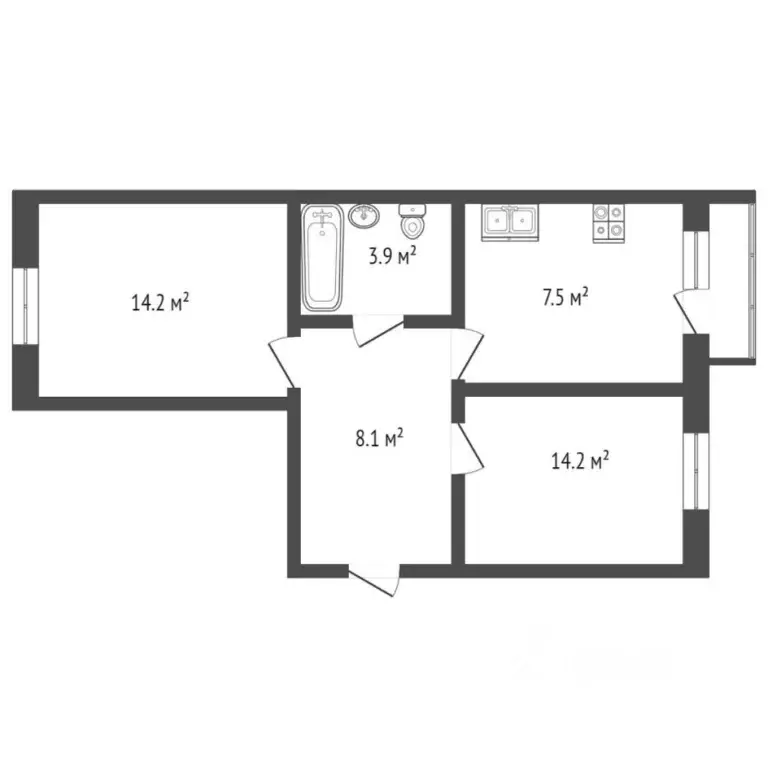 2-к кв. Тюменская область, Тюмень ул. Мамина-Сибиряка, 20 (47.0 м) - Фото 2