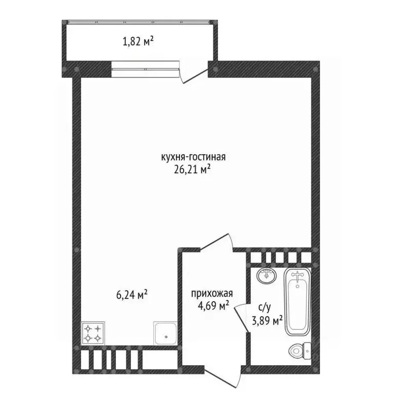 Студия Башкортостан, Уфа ул. Софьи Перовской, 24А (44.0 м) - Фото 1