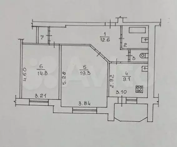 2-к. квартира, 63,2 м, 3/9 эт. - Фото 0