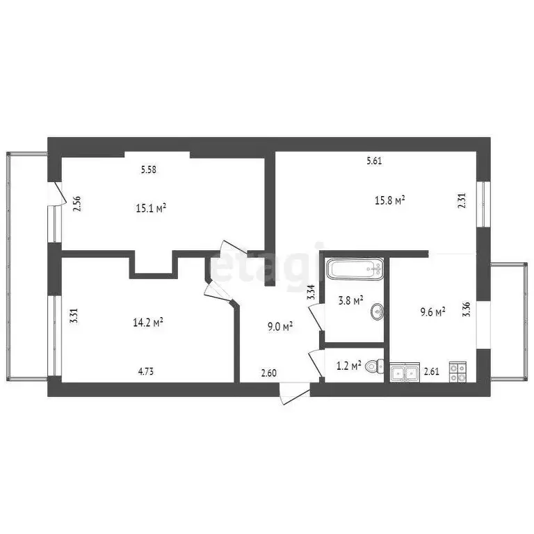 3-комнатная квартира: Севастополь, улица Генерала Жидилова, 44 (74 м) - Фото 0