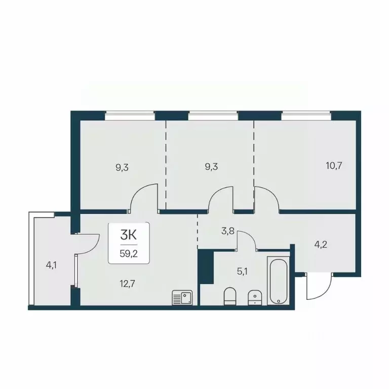 3-к кв. Новосибирская область, Новосибирск Игарская ул., 6 (59.2 м) - Фото 0