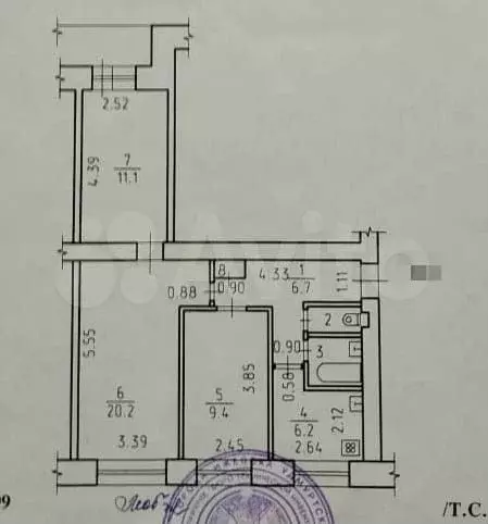 3-к. квартира, 57,4 м, 4/9 эт. - Фото 0