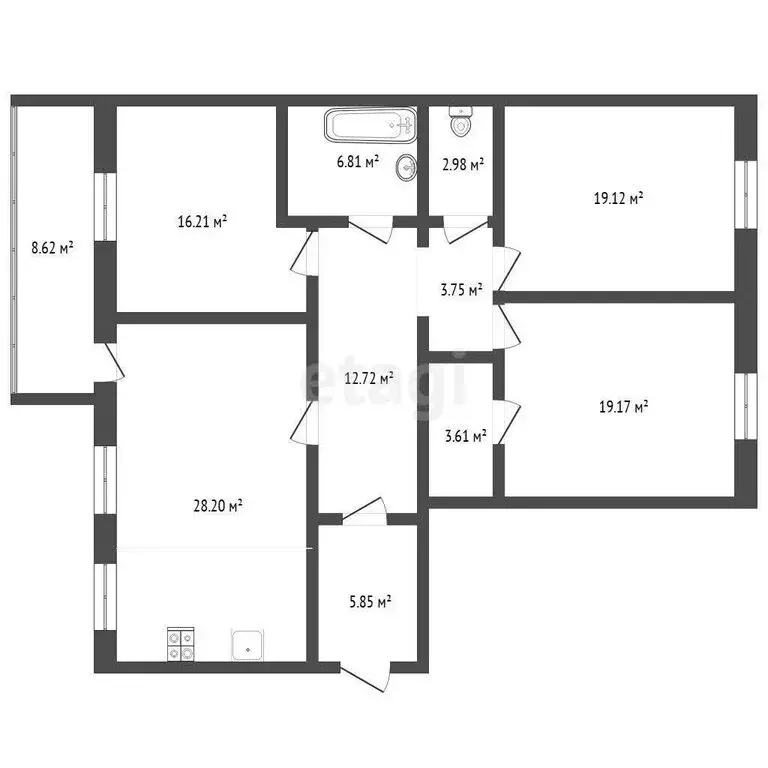 3-комнатная квартира: Тюмень, улица Раушана Абдуллина, 1 (115 м) - Фото 1