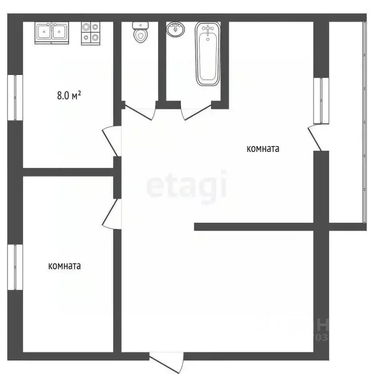 2-к кв. Ямало-Ненецкий АО, Муравленко ул. Ленина, 96 (59.0 м) - Фото 1