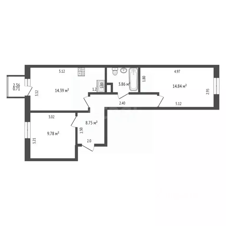 2-к кв. Крым, Евпатория ул. 60 лет ВЛКСМ, 31/3 (52.2 м) - Фото 2