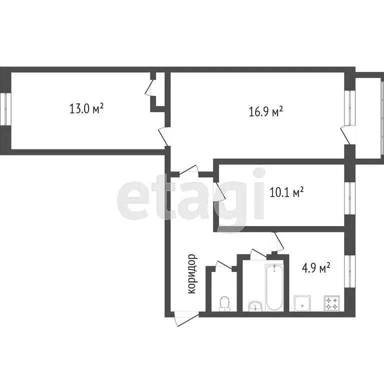 3-комнатная квартира: Улан-Удэ, улица Юного Коммунара, 2 (61.2 м) - Фото 1