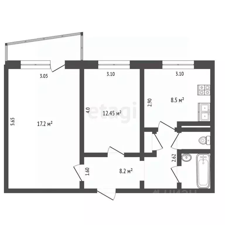 2-к кв. Орловская область, Орел ул. 8 Марта, 25 (50.6 м) - Фото 1