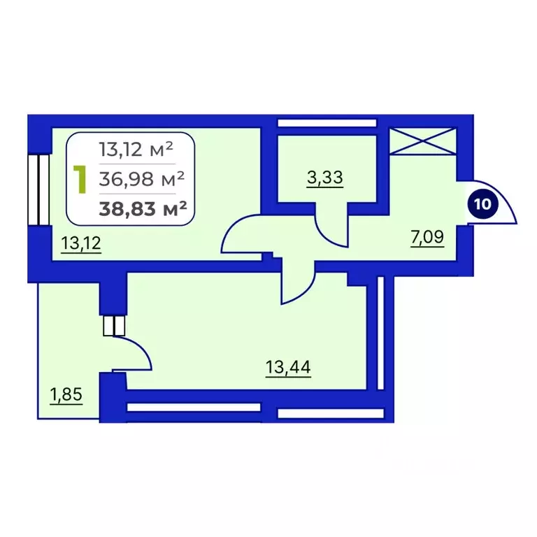 1-к кв. Башкортостан, Уфа Йондоз мкр,  (38.83 м) - Фото 1