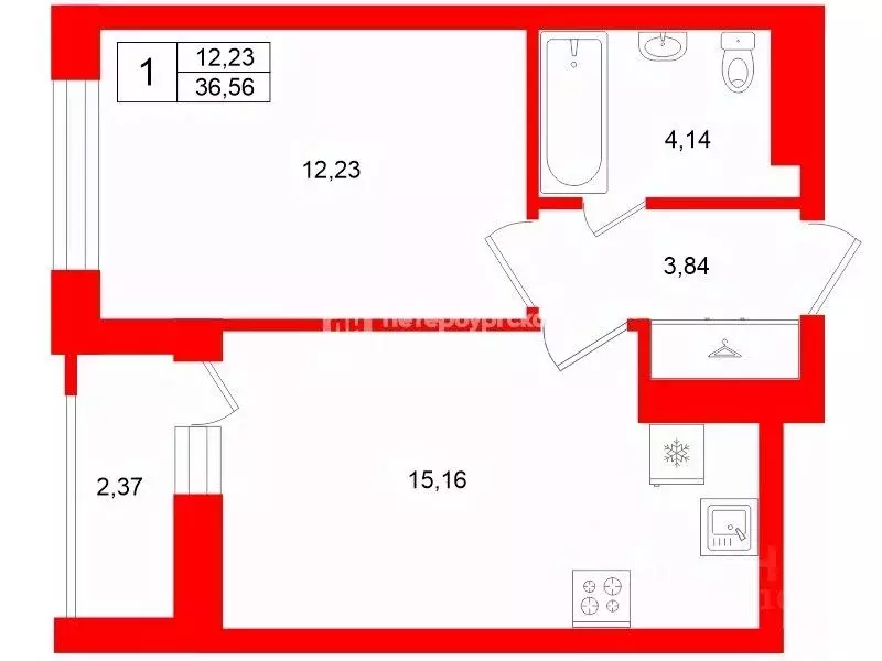 1-к кв. Ленинградская область, Мурино Всеволожский район, просп. ... - Фото 2