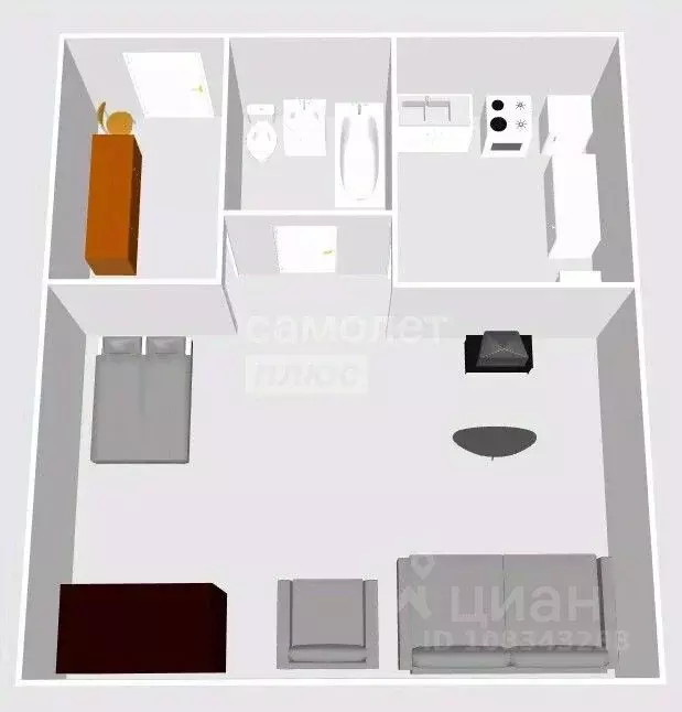 1-к кв. Тульская область, Тула Тульская ул., 8 (32.5 м) - Фото 2