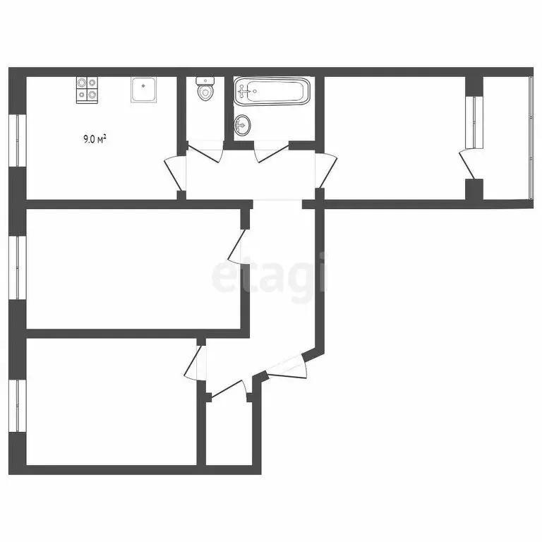 3-комнатная квартира: Челябинск, улица Чайковского, 185 (65.4 м) - Фото 0