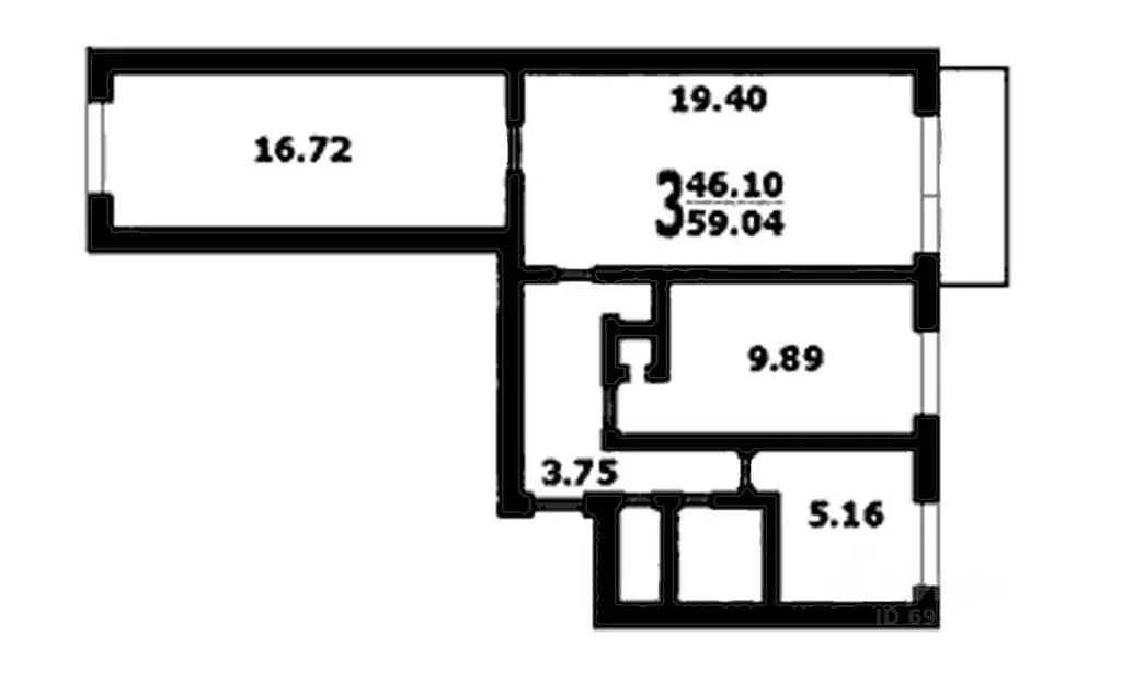3-к кв. Москва Якорная ул., 5К2 (60.0 м) - Фото 1