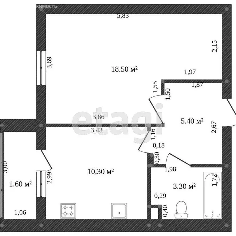 1-комнатная квартира: Казань, улица Максимова, 7/6 (39 м) - Фото 1