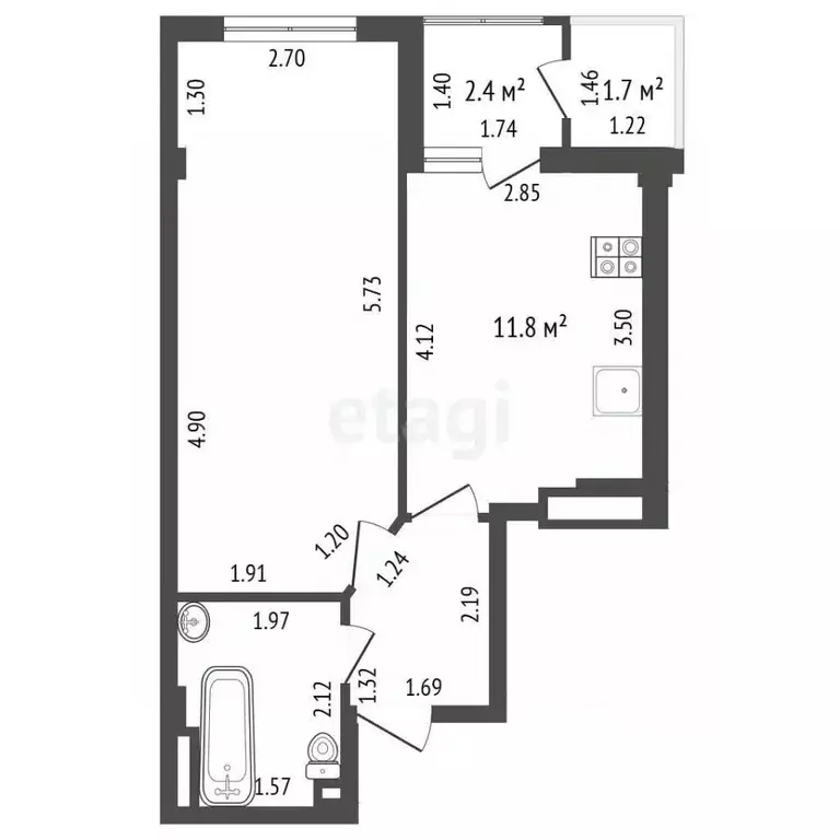 1-к кв. Севастополь просп. Генерала Острякова, 244к6 (40.0 м) - Фото 2