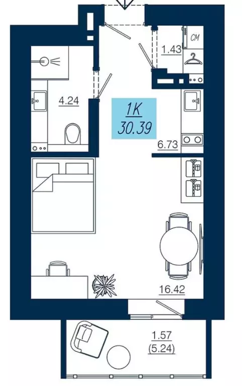Продаётся квартира-студия, 30.39 м - Фото 1