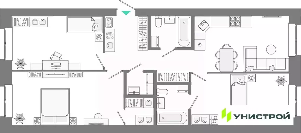 3-к кв. Татарстан, Казань Лето жилой комплекс (87.43 м) - Фото 1