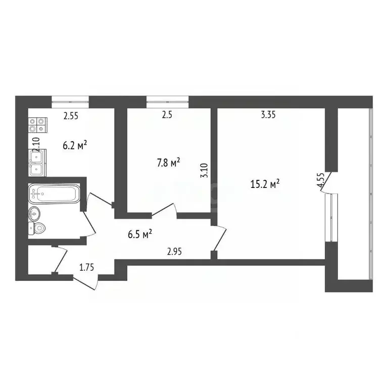 2-к кв. Крым, Бахчисарайский район, с. Верхоречье ул. Садовая, 2 (39.0 ... - Фото 2