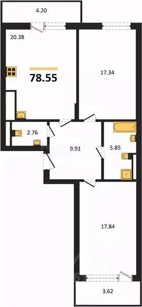 2-к кв. Калининградская область, Гурьевский муниципальный округ, пос. ... - Фото 2