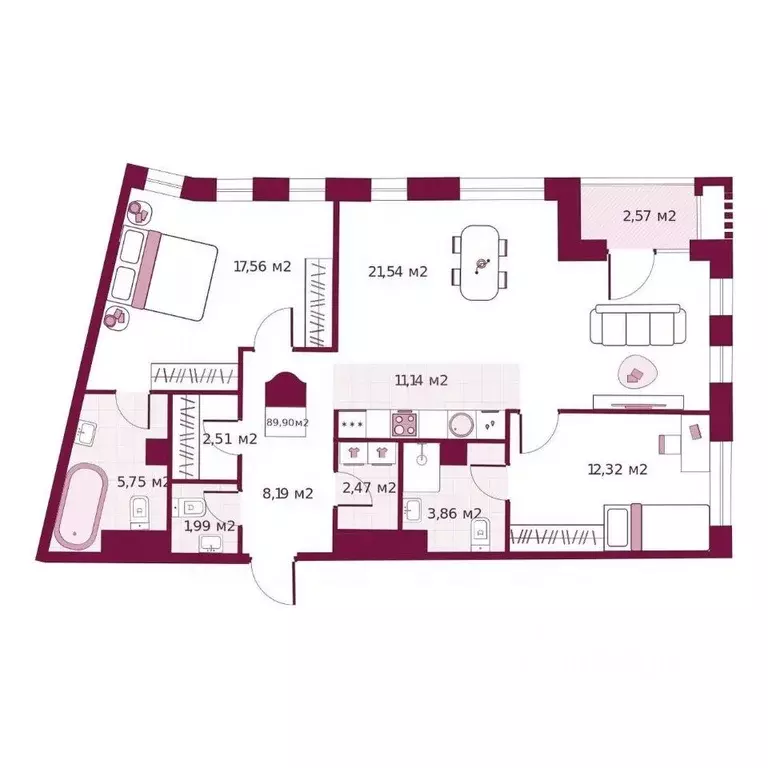 2-к кв. Тюменская область, Тюмень ул. Герцена, 33 (89.9 м) - Фото 0