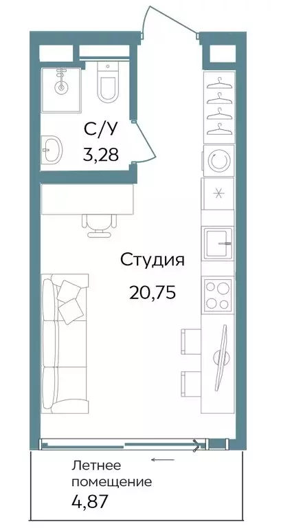 Квартира-студия: Республика Крым, Саки, курортный кластер Темпо (28.9 ... - Фото 1
