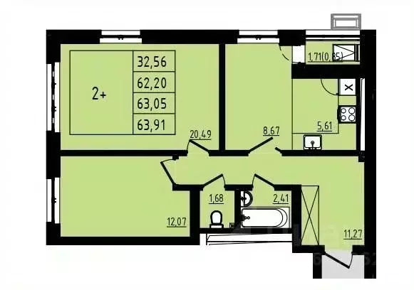 2-к кв. Башкортостан, Уфа Затон-Восточный жилрайон, Новаленд мкр,  ... - Фото 0