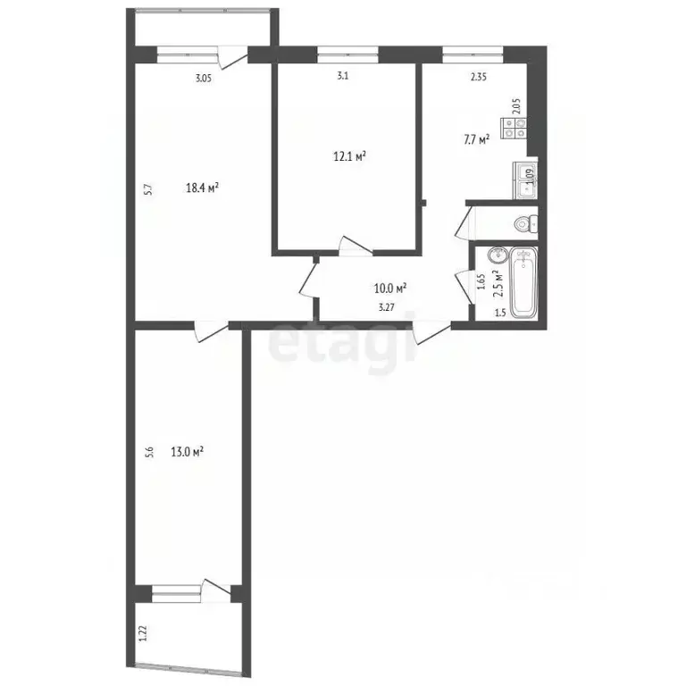 3-к кв. Московская область, Коломна Советская пл., 7 (60.8 м) - Фото 2