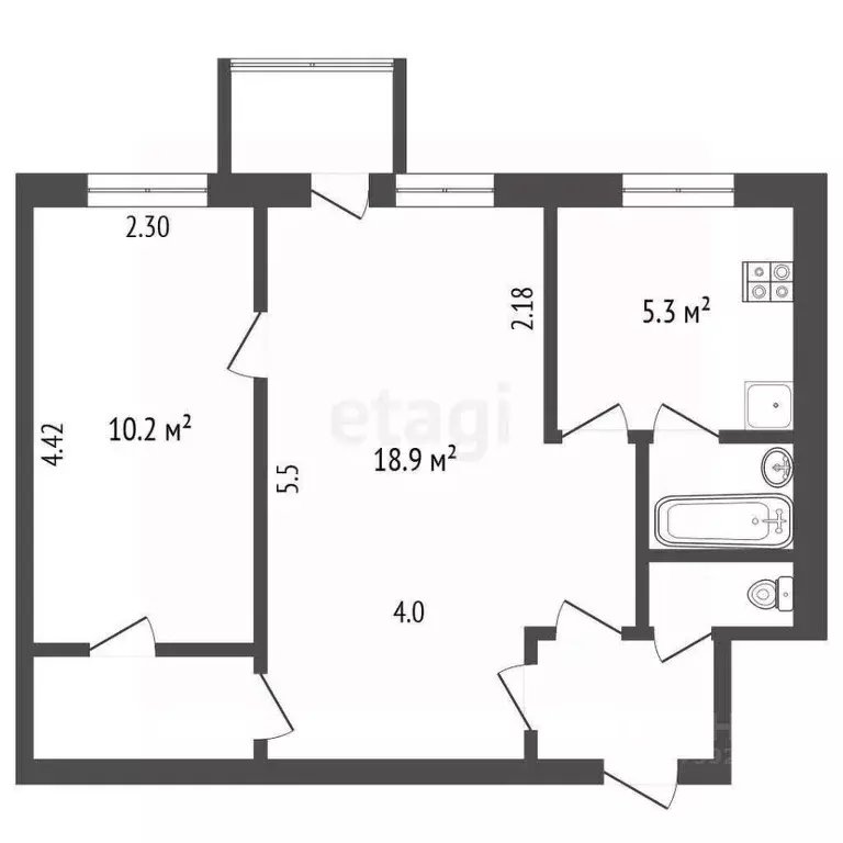 2-к кв. Ярославская область, Ярославль Спартаковская ул., 1 (42.4 м) - Фото 1