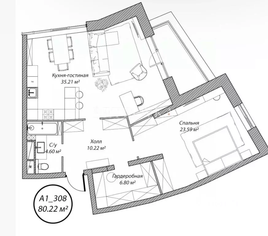 2-к кв. Москва 5-я Мякининская ул., 20 (80.0 м) - Фото 2