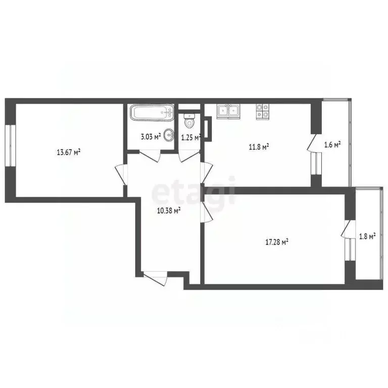 2-к кв. Ярославская область, Ярославль 2-й мкр,  (53.7 м) - Фото 1