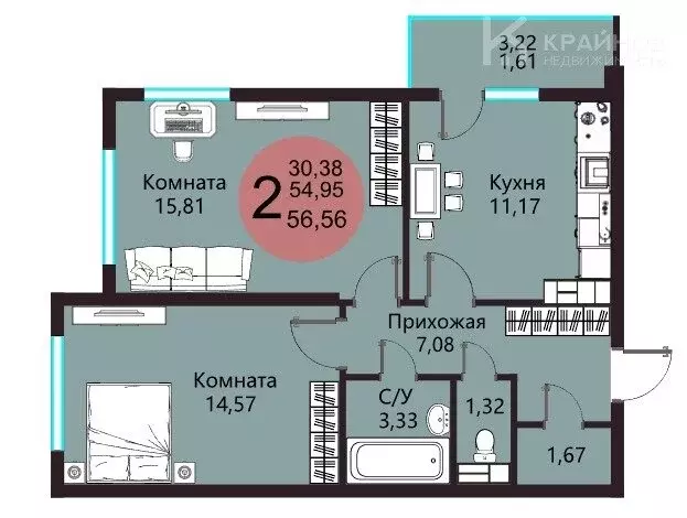 2-комнатная квартира: Воронеж, микрорайон Шилово, улица ... - Фото 0