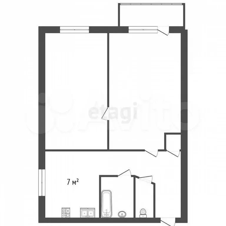 2-к. квартира, 42 м, 5/5 эт. - Фото 0