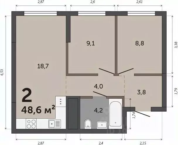 2-к кв. Свердловская область, Екатеринбург Втузгородок жилрайон, ... - Фото 1