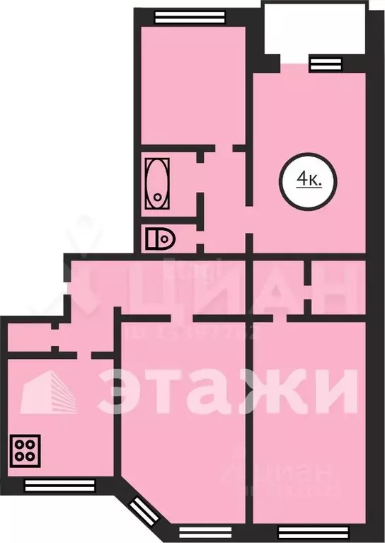 4-к кв. Ханты-Мансийский АО, Нижневартовск Северная ул., 19 (94.8 м) - Фото 1