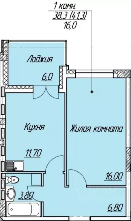 1-к кв. Самарская область, Тольятти просп. Степана Разина, 16В (41.3 ... - Фото 1